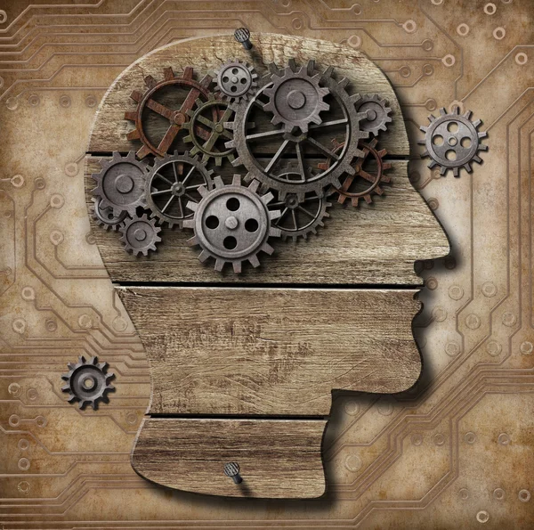 Human brain work metaphor made of rusty metal gears — Stock Photo ...