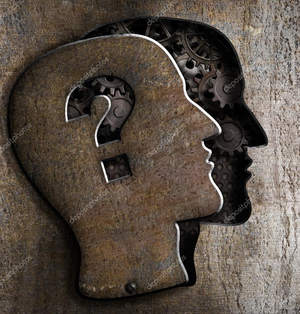 Human brain open with question mark on metal lid — Stock Photo © Andrey