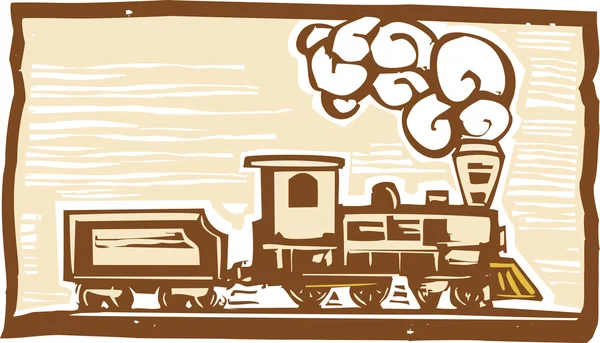 Locomotiva Woodcut —  Vetores de Stock