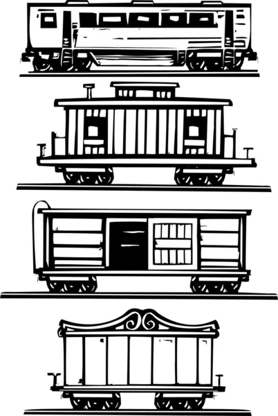 Collection de voitures de train — Image vectorielle