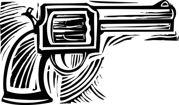 Pistola Woodcut — Vetor de Stock