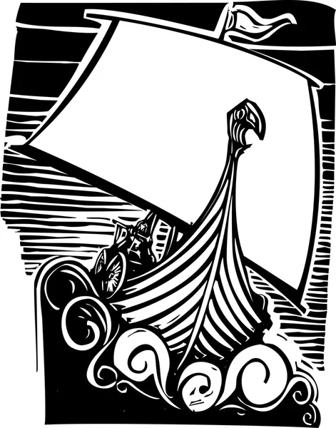 Viking longship yelken — Stok Vektör