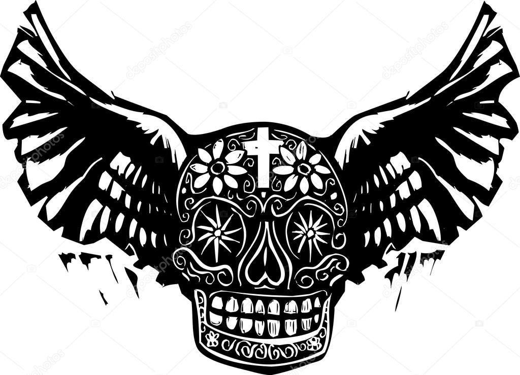 Day of the Dead Winged Skull
