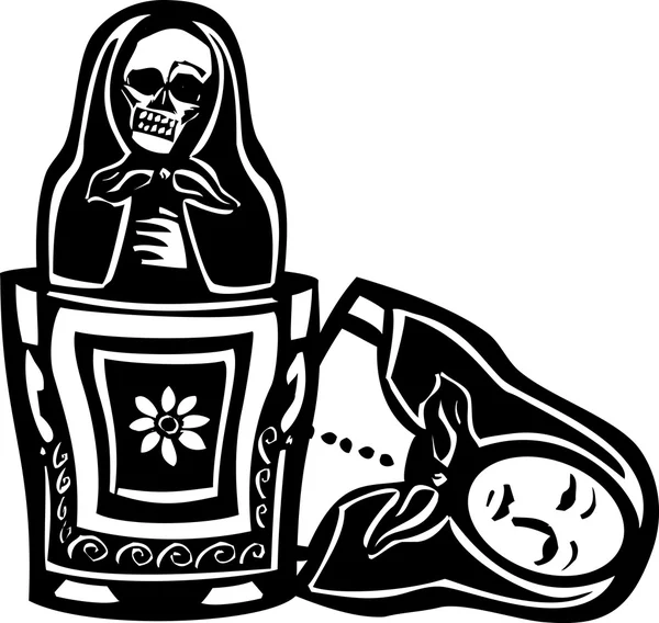 Muerte de muñeca rusa dentro — Vector de stock