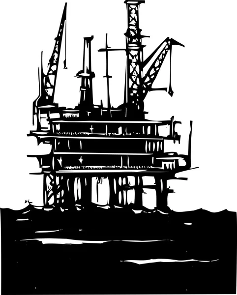 Plataforma petrolífera mar adentro — Archivo Imágenes Vectoriales