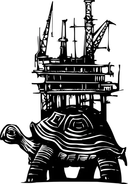 Turtle Oil Rig — Stock Vector