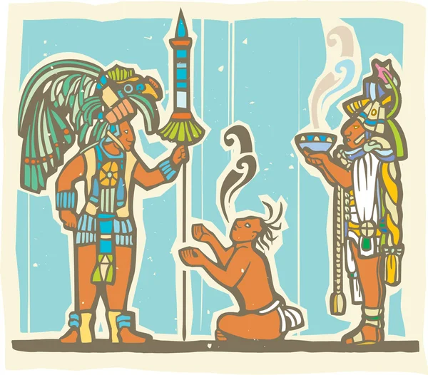 Mayan Warrior, Captive and Priest — Stock Vector