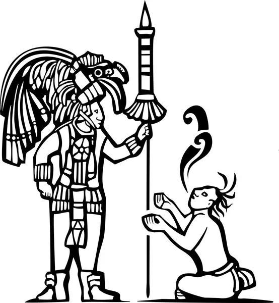 Guerrier Maya et captif — Image vectorielle
