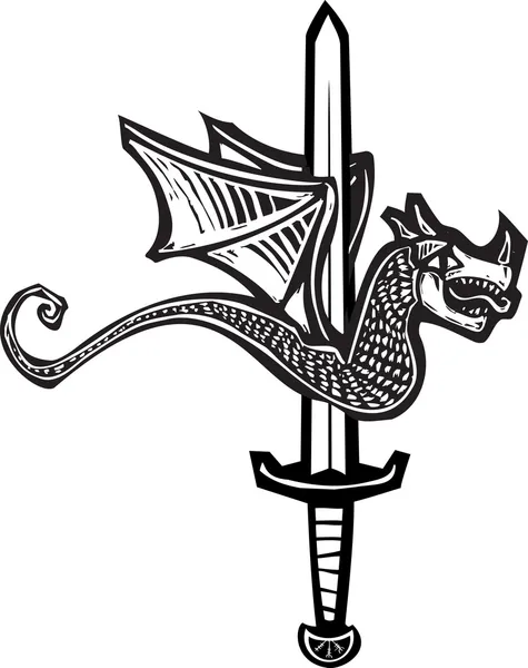 Dragon sword upp — Stock vektor