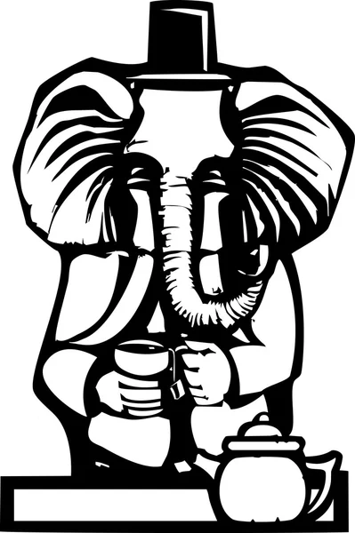 Elefante Tea Party — Vector de stock