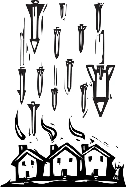Mísseis sobre a cidade — Vetor de Stock