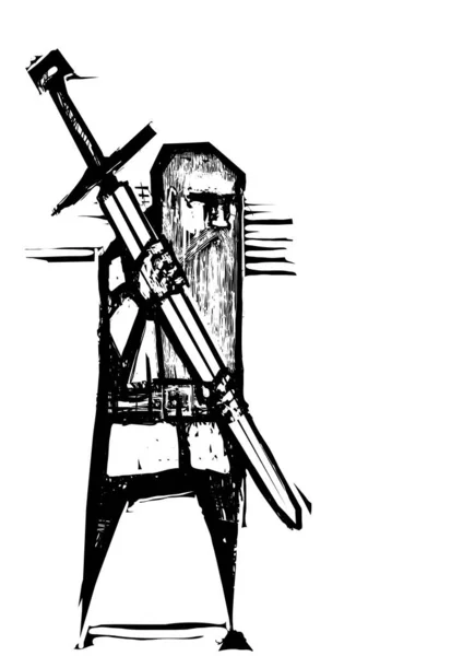 Фантастична Rpg Dwarf Smith Довгим Мечем — стоковий вектор
