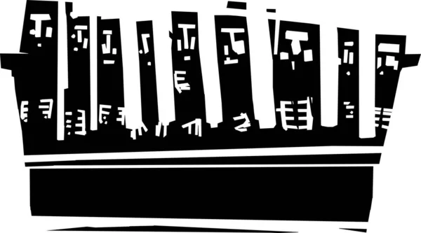 黒と白の最高裁判所の木版式表現主義的なイメージ — ストックベクタ
