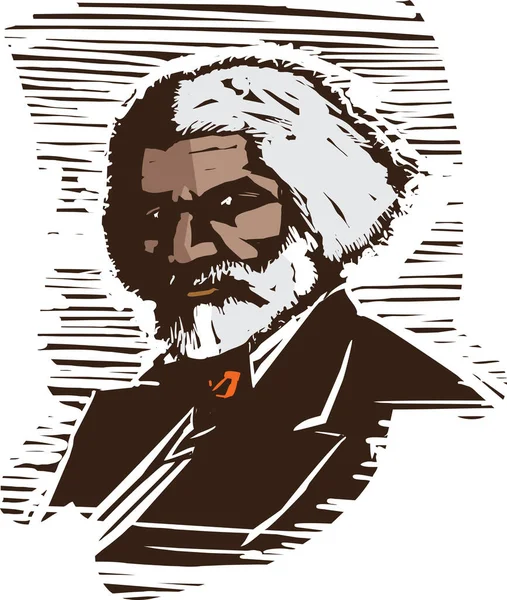 Woodcut Styl Obrazu Afrykańskiego Oratora Amerykańskiego Fredericka Douglassa — Wektor stockowy