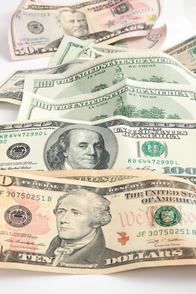 Dinheiro americano todas as notas de dólar — Fotografia de Stock