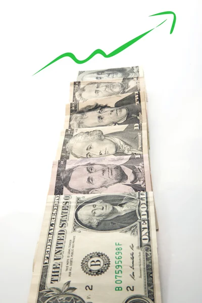 Dólares criativos com gráfico crescente — Fotografia de Stock