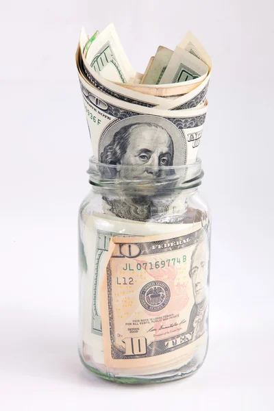 Hundred dollars money in the jar — Stock Photo, Image