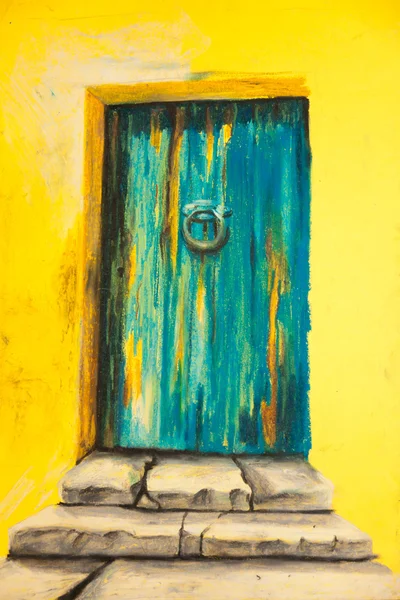 Old painted blue door — Stock Photo, Image