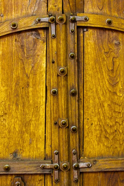 Old Yellow Wooden Double Doors Stock Photo