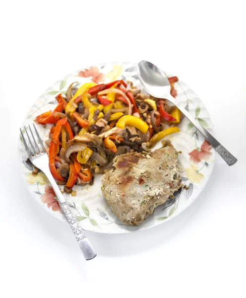 Bakade kött med grönsaker — Stockfoto
