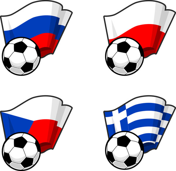 World flags and soccer ball