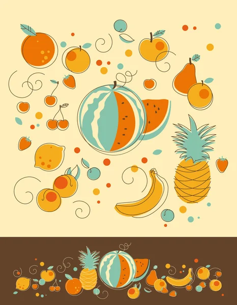 Fruit set — Stockvector