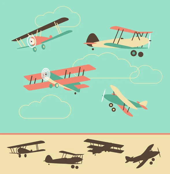 Aviones antiguos — Vector de stock