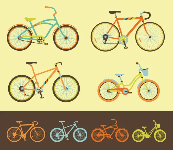 Conjunto de bicicletas — Vetor de Stock