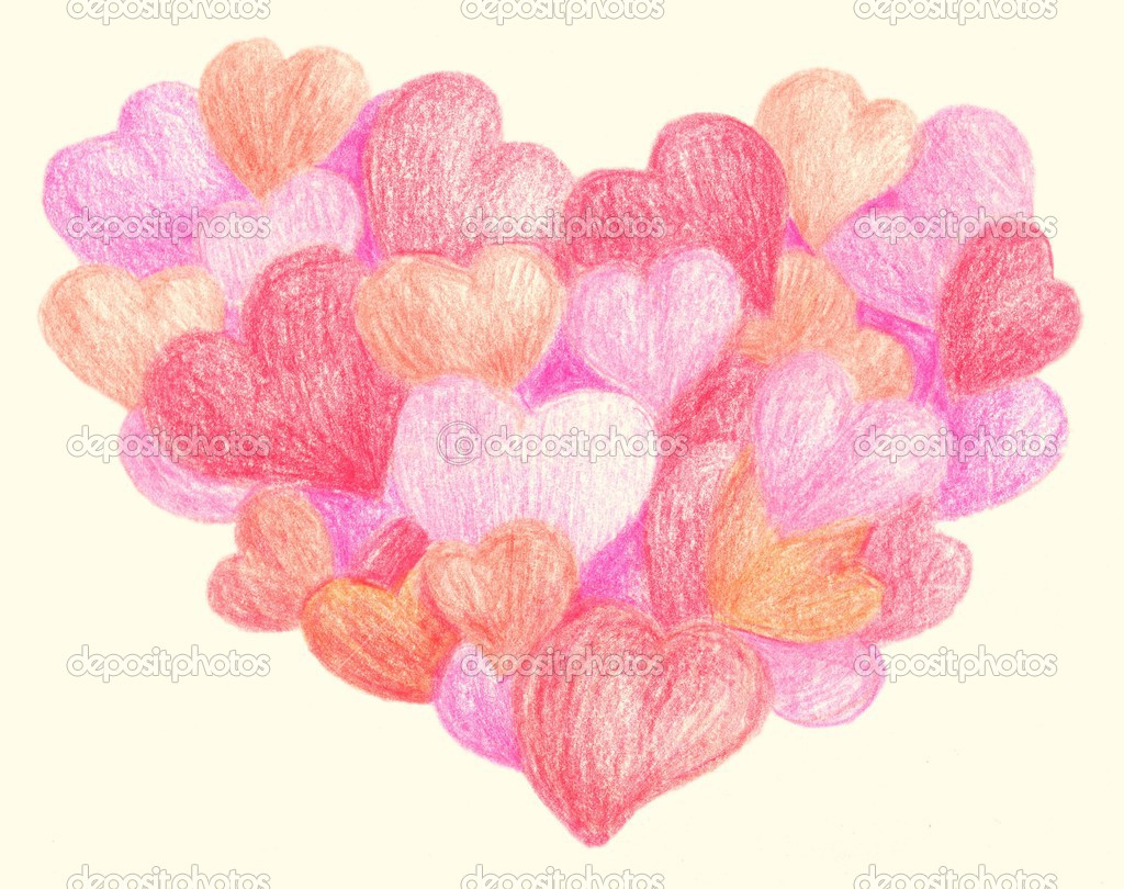Disegno cuori colorati pastello — Foto Stock
