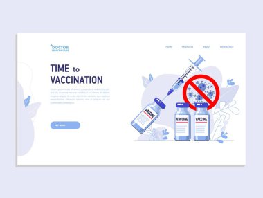 2019 ncov virüs aşısı için şırınga ve aşı şişeleri. Corona virüsünü durdur işareti.