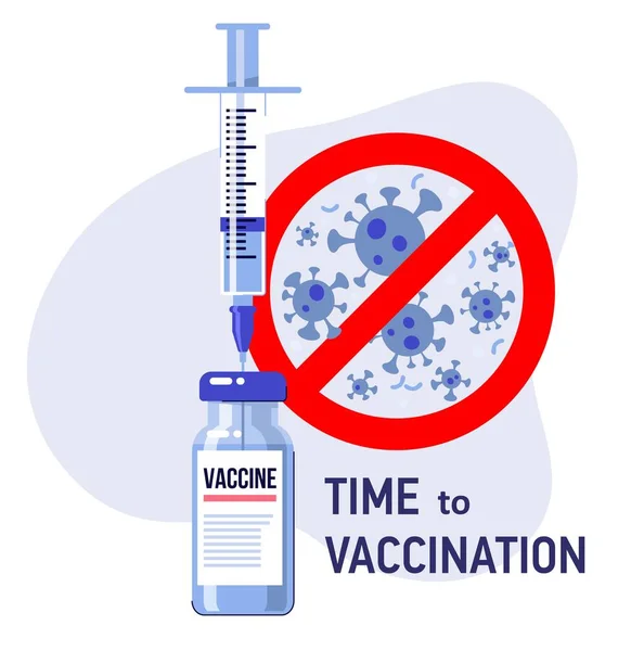 Spruta Och Vaccinflaskor För 2019 Ncov Virusvaccination Stoppa Corona Virus — Stock vektor