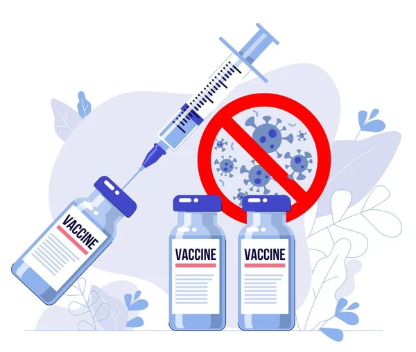 Fecskendő Vakcina Palack 2019 Ncov Vírus Vakcinázáshoz Állj Corona Vírus — Stock Vector