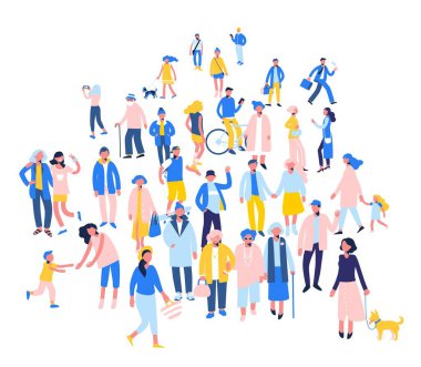 Beyaz arka plan üzerinde izole toplumda farklı kişilik grup