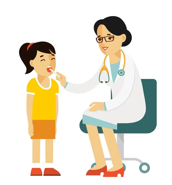 Doctor Doing Medical Examination Child Consultation Medical Diagnosis Treatment — Stock Vector