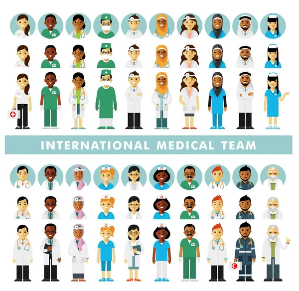 Grupo Médicos Enfermeras Personal Médico Consulta Médica Diagnóstico — Vector de stock