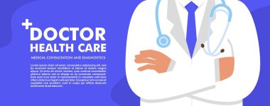 Tıbbi personeli olan bir web pankartı. Sağlık ve Tıp Konsepti.