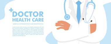 Tıbbi personeli olan bir web pankartı. Sağlık ve Tıp Konsepti.