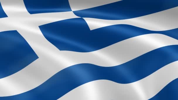 Греческий флаг на ветру — стоковое видео