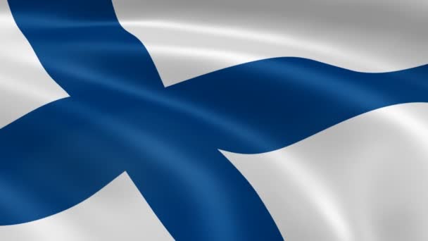 Drapeau finlandais dans le vent . — Video