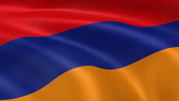 Bandera armenia en el viento — Vídeos de Stock