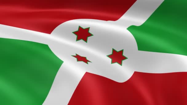 Burundese vlag in de wind — Stockvideo