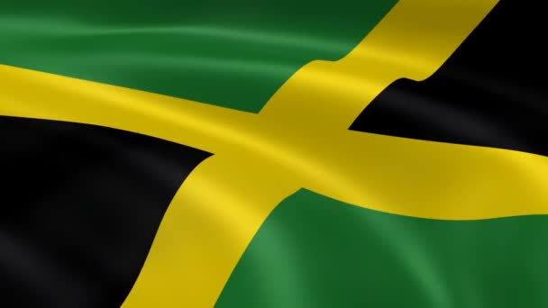Drapeau jamaïcain dans le vent . — Video