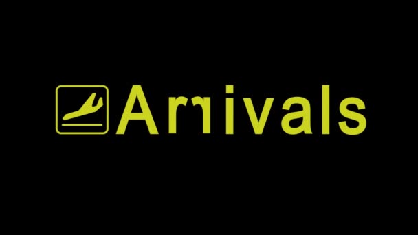 Aeroporto giallo segno arrivi — Video Stock