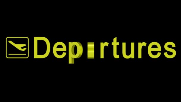 Znak odlotów lotniska żółty — Wideo stockowe