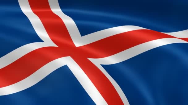 İzlandalı bayrak Rüzgar. — Stok video