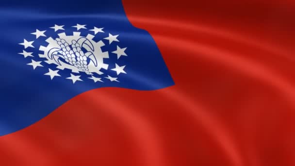 Bandeira Myanma ao vento . — Vídeo de Stock