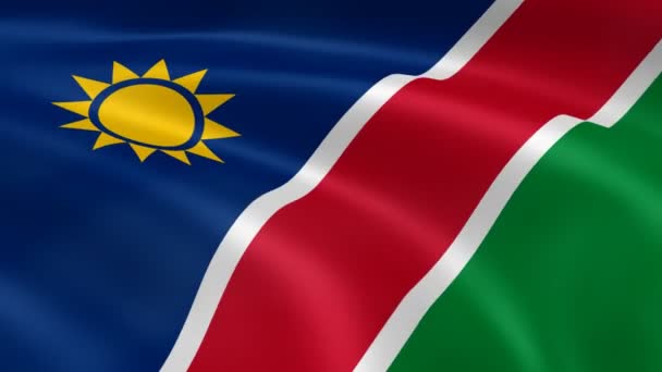 Namibian flag in the wind. — Stock Video