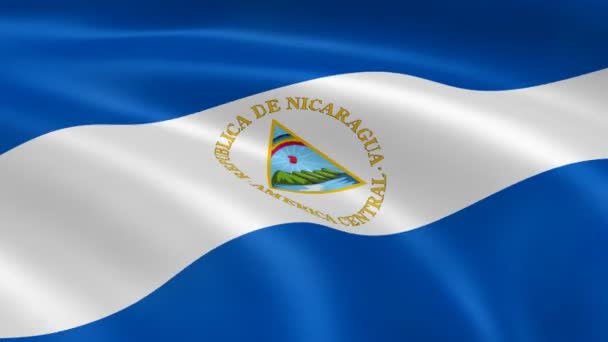 Bandera nicaragüense al viento . — Vídeos de Stock