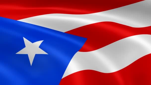 Bandera puertorriqueña en el viento . — Vídeos de Stock