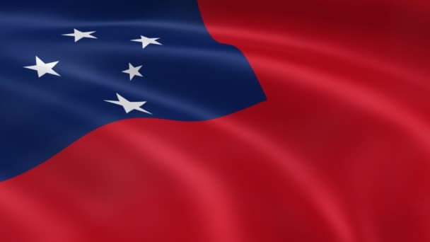 Samoan vlajka ve větru. — Stock video